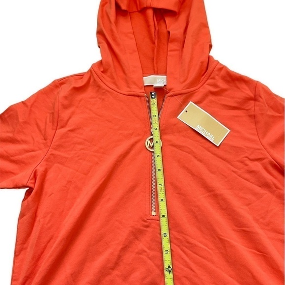 NWT Michael Kors Orange 1/4 Zip Short Sleeve With Hood - Picture 13 of 15